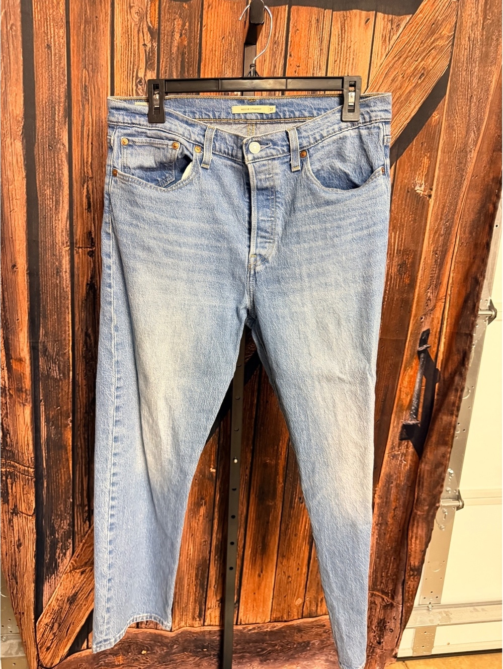 Levi's Wedgie Straight 501 Light Wash Denim Jeans Size 31